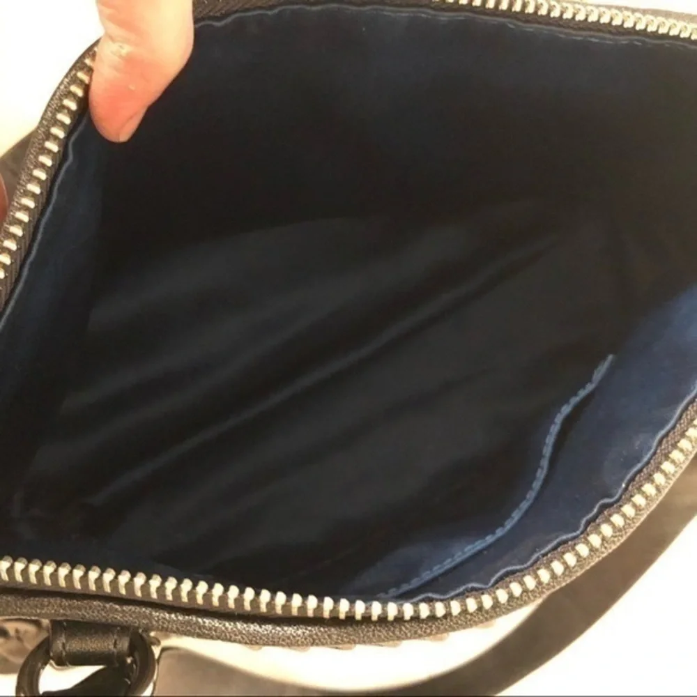 Coach Madison Gathered Leather Small Handbag Black Silver rare beautiful